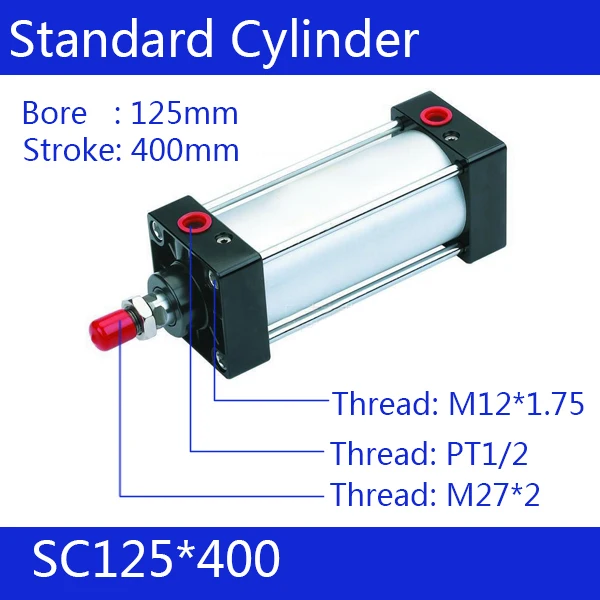 

Standard air cylinders valve 125mm bore 400mm stroke SC125*400 single rod double acting pneumatic cylinder