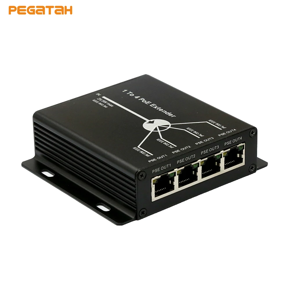 Bajo costo Extensor PoE de 4 puertos que funciona para red IP 720P 1080P Red 1 entrada 4 Salida de cámara Extender la distancia de transmisión hasta 120m 9YaLQgZnq7p