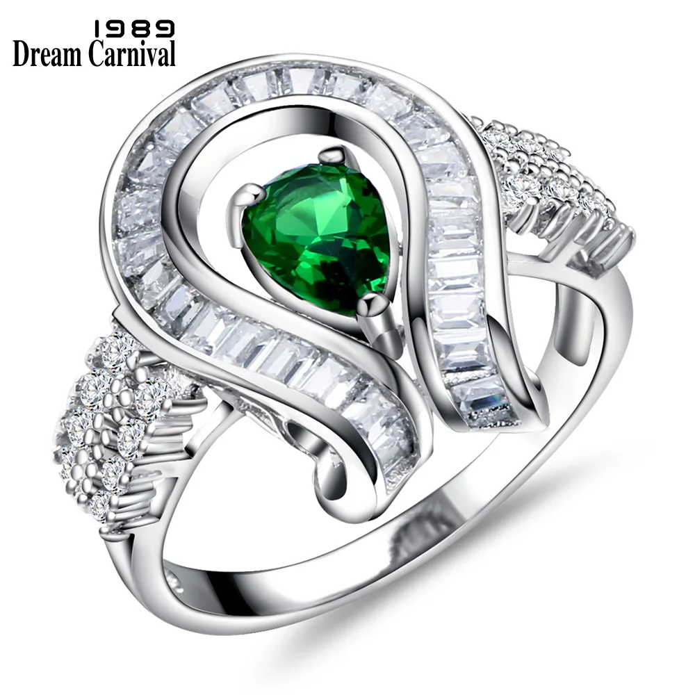 DreamCarnival 1989 Rhodium Color CZ Ring for Women Trendy Anillos Mujer Anniversary Gift Wholesales Anel Party Jewels SJ21230