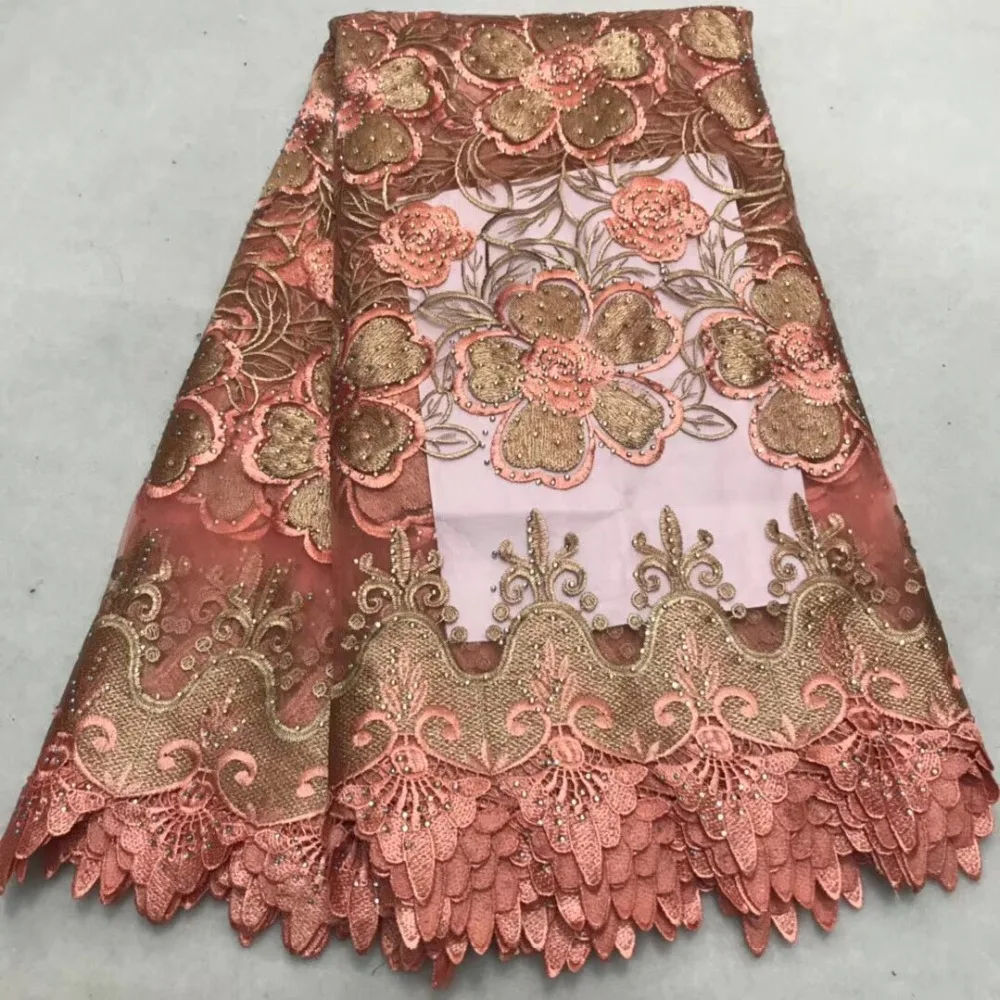 

African Lace Fabric High Quality Lace Materials Embroidery French Mesh With Stones Nigerian Lace Fabrics Wedding or Party