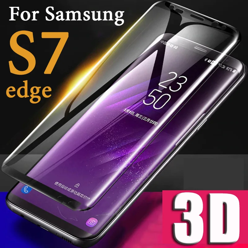 

3d protective glass on the for samsung s7edge glas for samsung galaxy s7 edge glass screen protection protector tempered film 9h