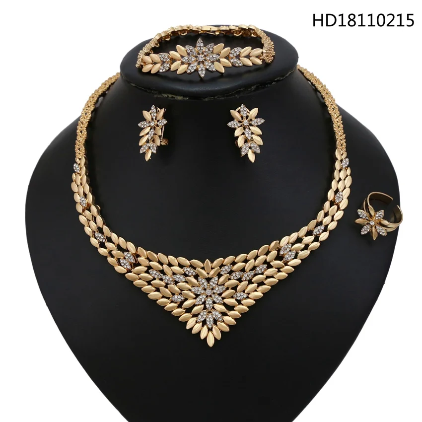 

YULAILI New Arrival African Beads Nigerian Wedding Party Jewelry Set Gold Color Women Costume Accessories