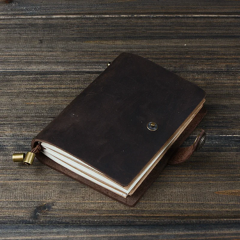 

Brand Notebook, Crazy-horse Leather Diary, Genuine Leather Cover, Retro Buckle Agenda 13.5*10cm