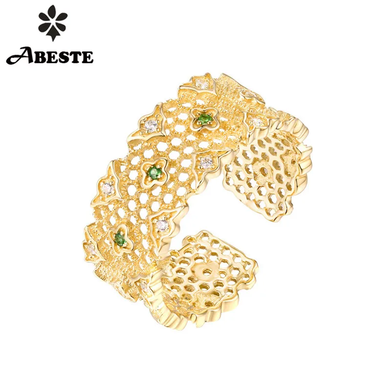 

ANI 14K Yellow Gold Women Wedding Ring Round Natural Tsavorite Certified Engagement Ring anillo de oro Gemstone Fine Jewelry