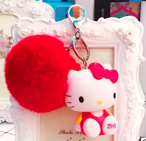 Новинка; брелок из кроличьего меха с рисунком hello kitty; KX-K6001