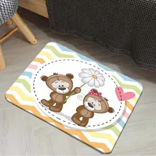 Еще цвет желтый, синий; размеры 34–43 в розовую полоску милые медведи цветок ромашка 3d мультфильм печати Нескользящие половик домашний декор прихожей детей коврик для комнаты