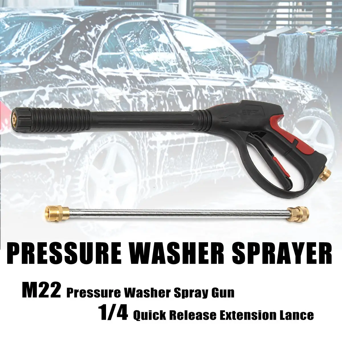 

Spray-Gun Power Pressure Washer 3000PSI M22 with Spray Lance 1/4 Quick Connector for Car Cleaning