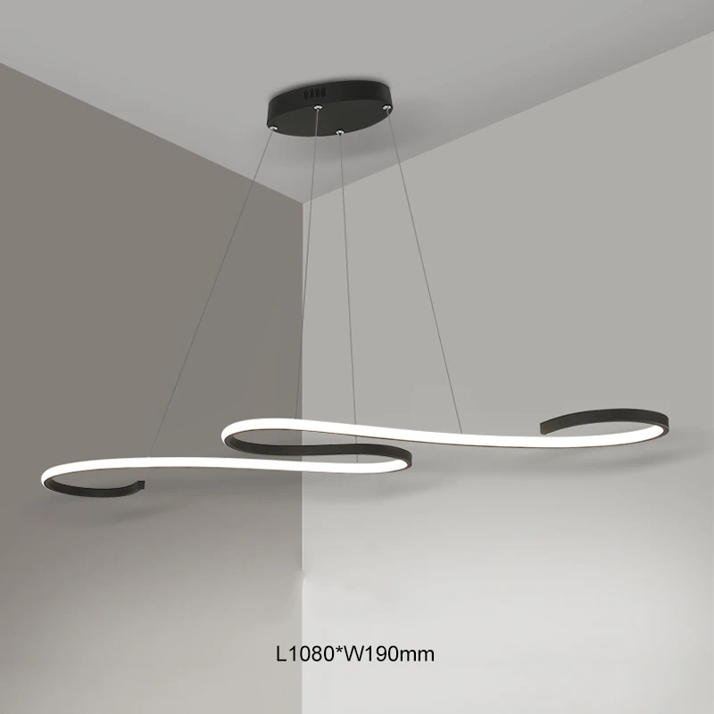  S Shape Black or White Finish Modern led chandeliers for Dining Room Kitchen Room Hanging Pendant c - 1000006063128