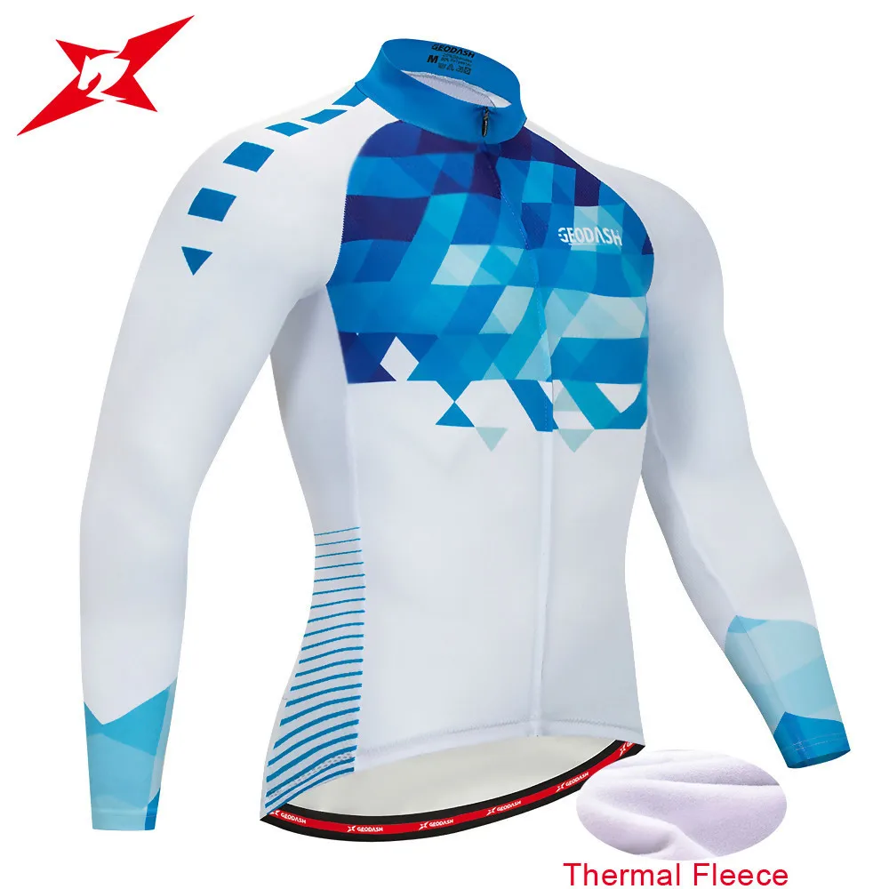 

GEODASH Good Quality Jersey Cycling Man 2019 Cycling Long Sleeve Shirt Winter Bike Jersey Mtb Thermal Fleece Cycling Shirt Man