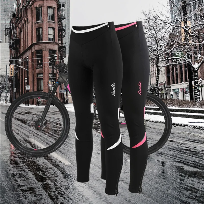

Santic Women Cycling Fleece Padded Pants Winter 4D Cushion Pad Reflective Bike Thermal Pants Cycling Pants Asian S-2XL C04096
