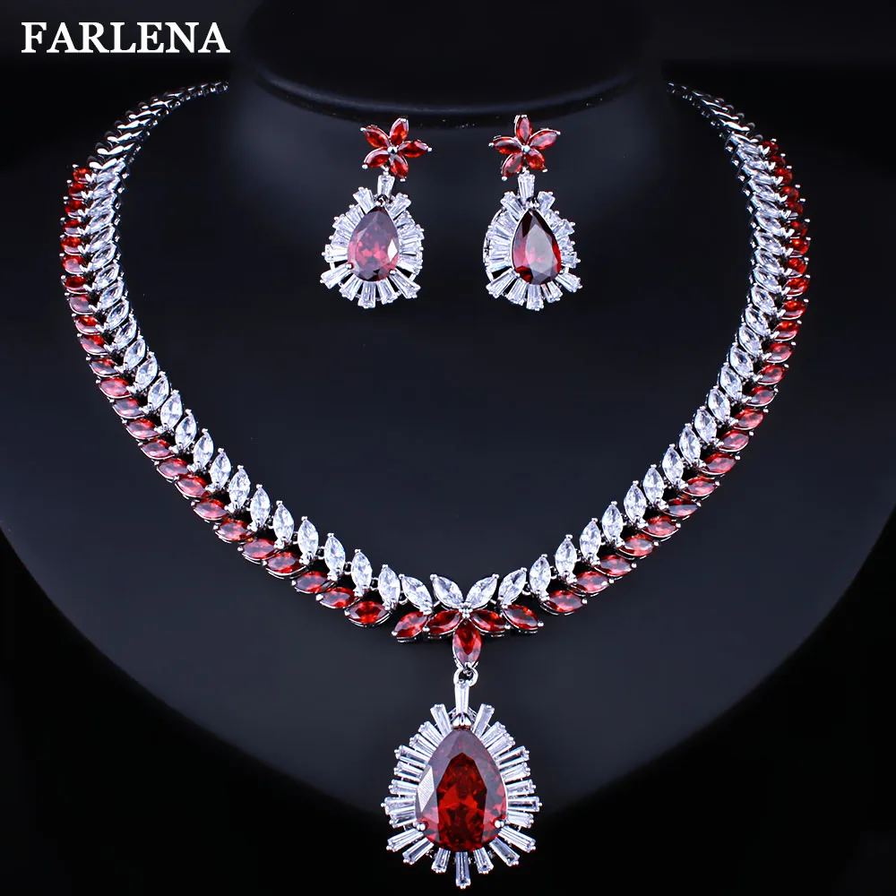 FARLENA Brand Jewelry Silver Plated AAA Cubic Zirconia Necklace