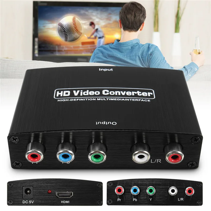 HDMI HDTV Video Audio 4K HD Stereo Converter HDMI to RCA Adapter Converter L/R 5 RCA Ypbpr Component With Power Supply vention hdmi to dvi converter full hd 1080p audio converter adapter with dual audio interface for hdtv projector drop shipping