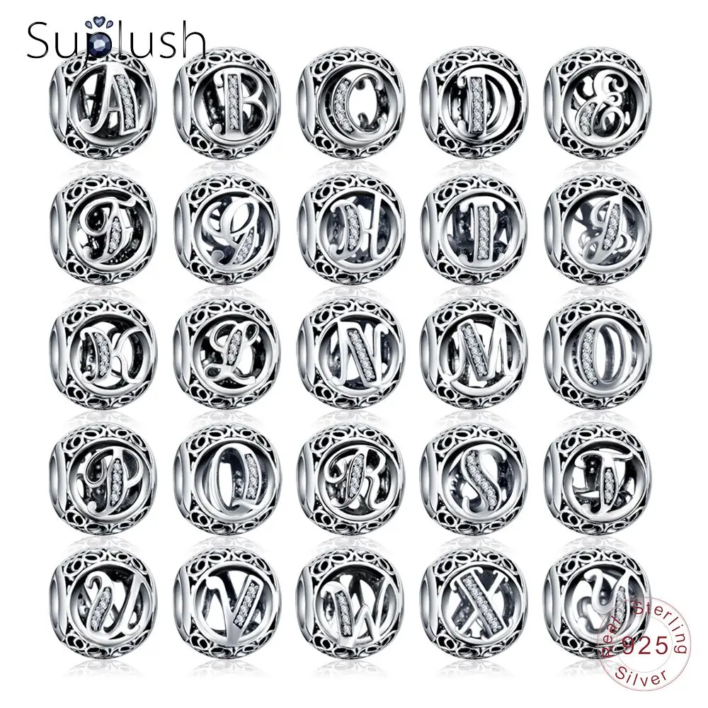 Suplush подлинный Стерлинговое Серебро 925 пробы винтажный A to Z Pave AAA CZ Алфавит буквы