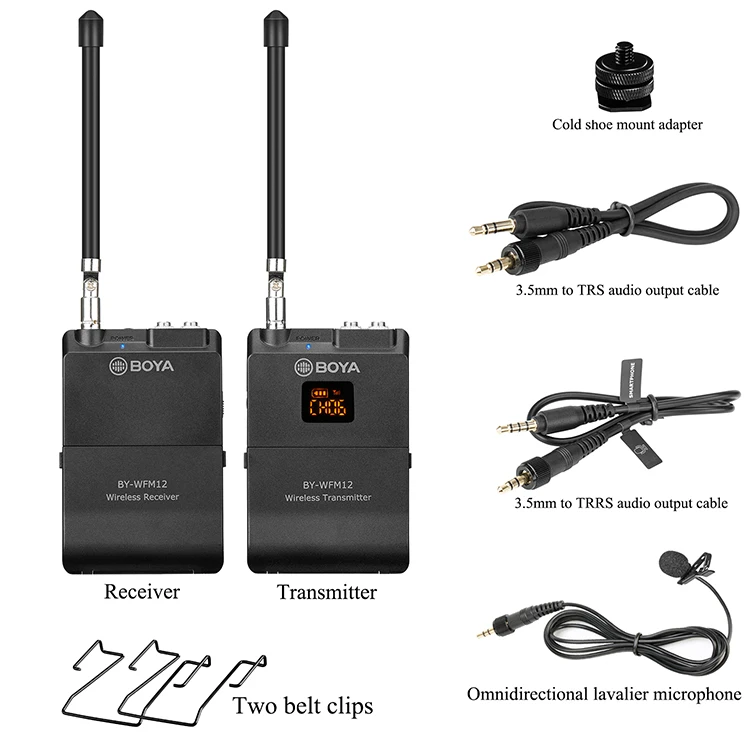 BOYA BY-WFM12 VHF Беспроводная микрофонная система для IOS Android смартфонов, видео зеркалок, видеокамер, аудио рекордеров, ПК Youtube