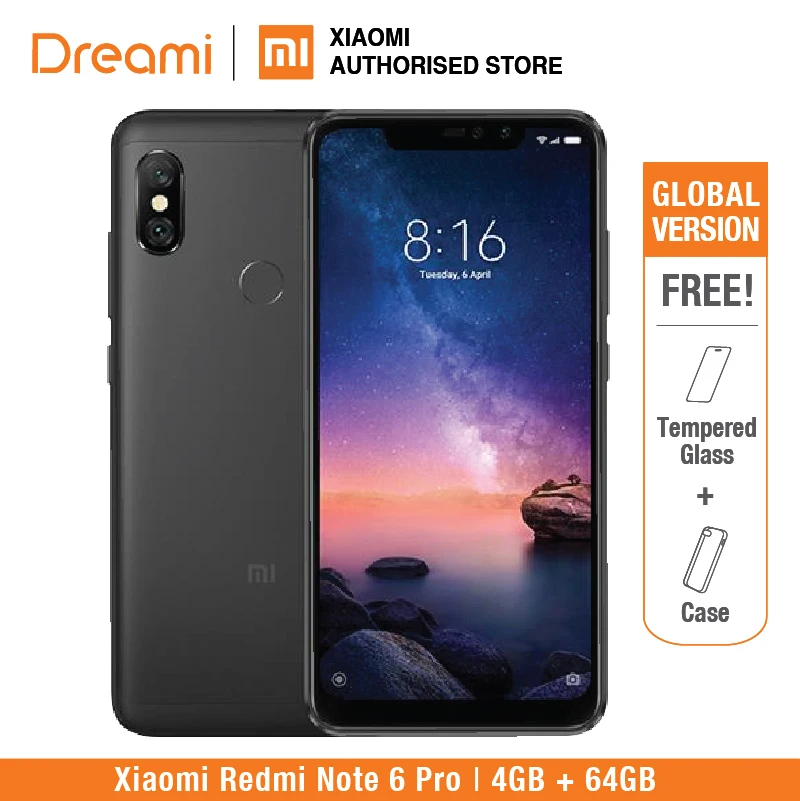 Global Version Xiaomi Redmi Note 6 Pro 64GB ROM 4GB RAM (Brand New and Sealed) note6 pro