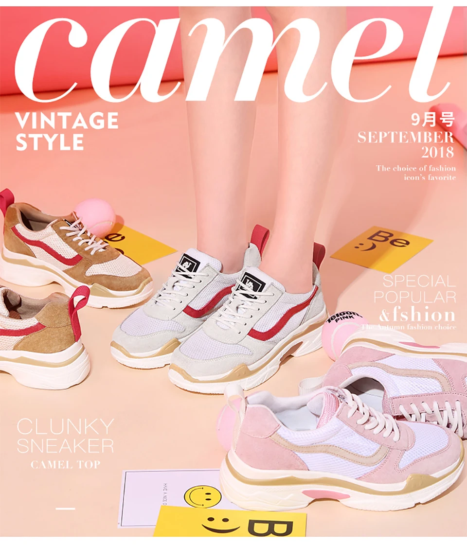 CAMEL moda nuevas coreanas tenis Casual zapatos mujer encaje alto plataforma tacón zapatillas mujer Retro salvaje mixto|Zapatos vulcanizados de - AliExpress
