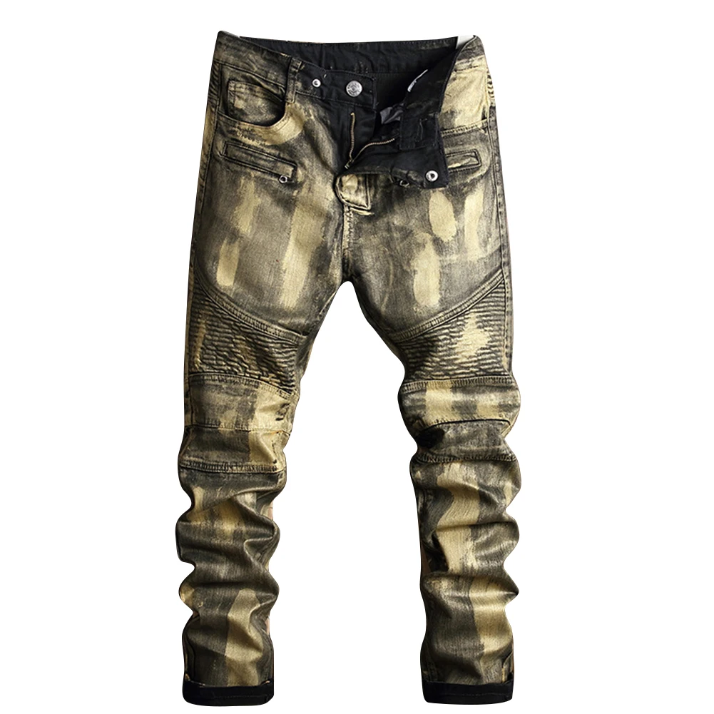 mens jeans with pleats in front