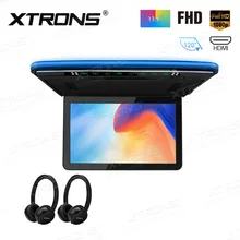 XTRONS 13," 1080 P видео HD цифровой TFT монитор широкий экран ультра-тонкий Автомобильный плеер на крыше+ 2 ИК наушники