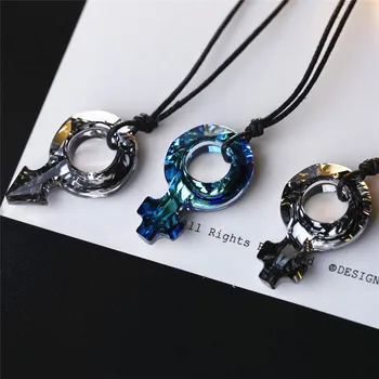 

SWAN JEWELRY Male female symbols necklace Unisex Necklace Women Trendy Crystal Pendant Necklace Men Anniversary Gift For Lovers
