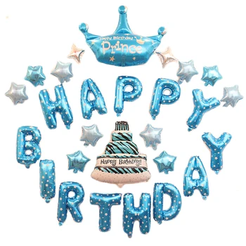 

Prince Princess Birthday Decorations Balloons HAPPY BIRTHDAY Foil Ballons for Boy Girls Baby Birthday Party Celebration