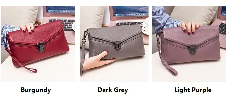 MJ Brand Women Handbag Fashion Genuine Leather Envelope Day Clutch Female Flap Messenger Bag Small Buckle Crossbody Shoulder Bag (5)