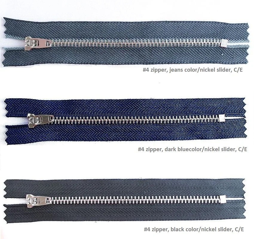 12,14, 15,16, 18 см#4 молнии для джинсов с металлическими ползунками: под старину, латунь или никель, 100 шт в упаковке, закрытые высококачественные молнии