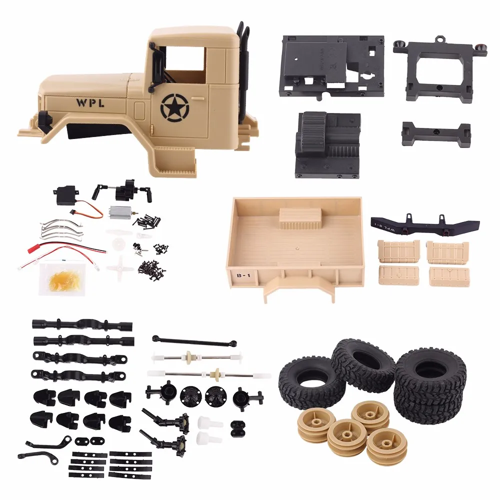 

WPL B-14K RC Truck Remote Control 4 Wheel Drive Climbing Off-Road Vehicle Toy 2.4G Army Toys Car With Head DIY KIT