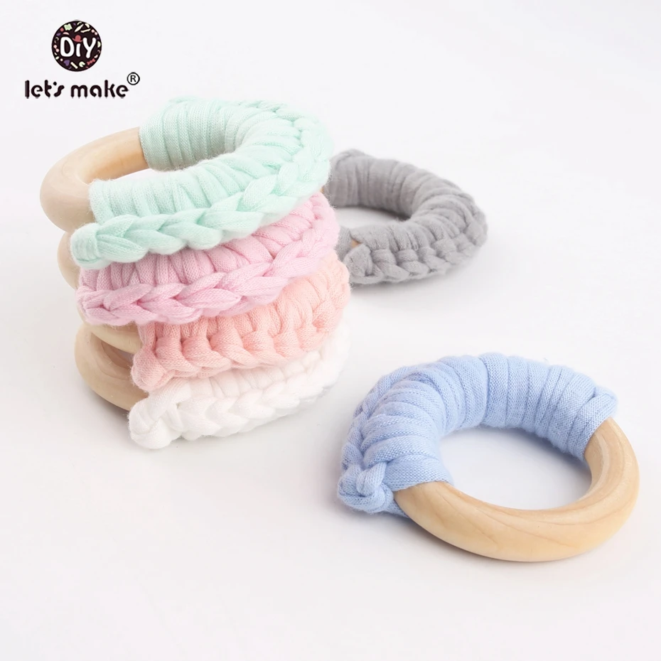 

Let's make 20PCS Cotton Weaving Wood Ring Food Grade Wooden Teethers DIY Teething Necklace BPA Free Safe Natural Baby Teethers