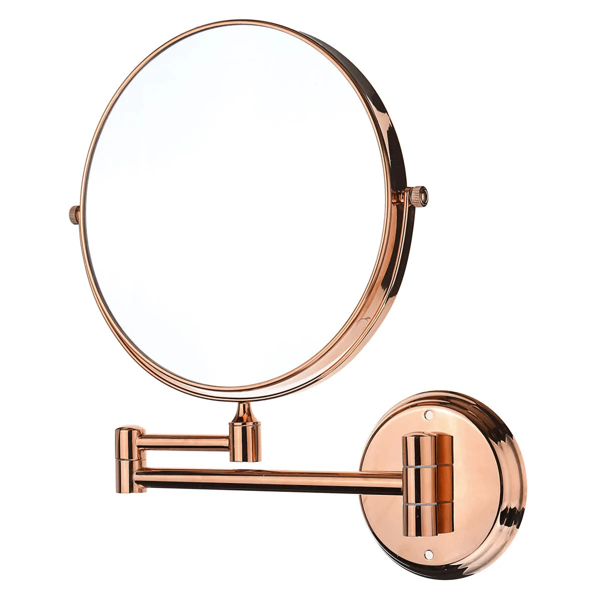 

8" 3X Magnifying Mirror Double Side Brass Round Folding Makeup Mirror Vanity Wall Mounted Extend Cosmetic Bathroom Shave Tool