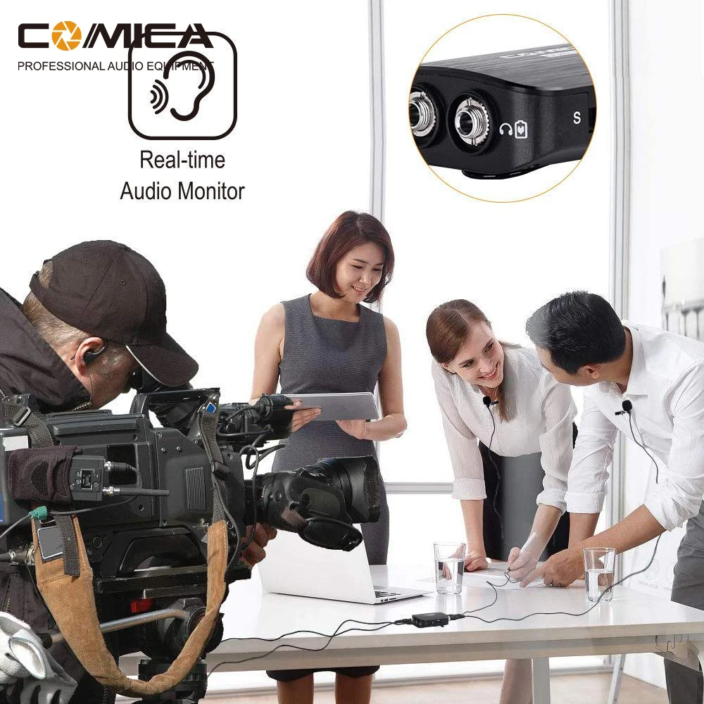 Comica CVM D03 моно/стерео с двумя головками комплект петличного микрофона для