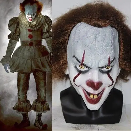 

Pennywise IT Clown Joker Fancy Dress Halloween Latex Full Head Costume Zombie