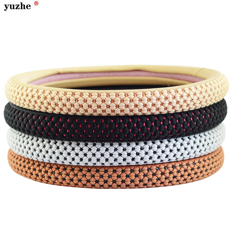 

Yuzhe Car Steering Wheel cover Hubs Anti-slip leather Black silica gel Braid With Needles Thread for Volkswagen VW toyota kia