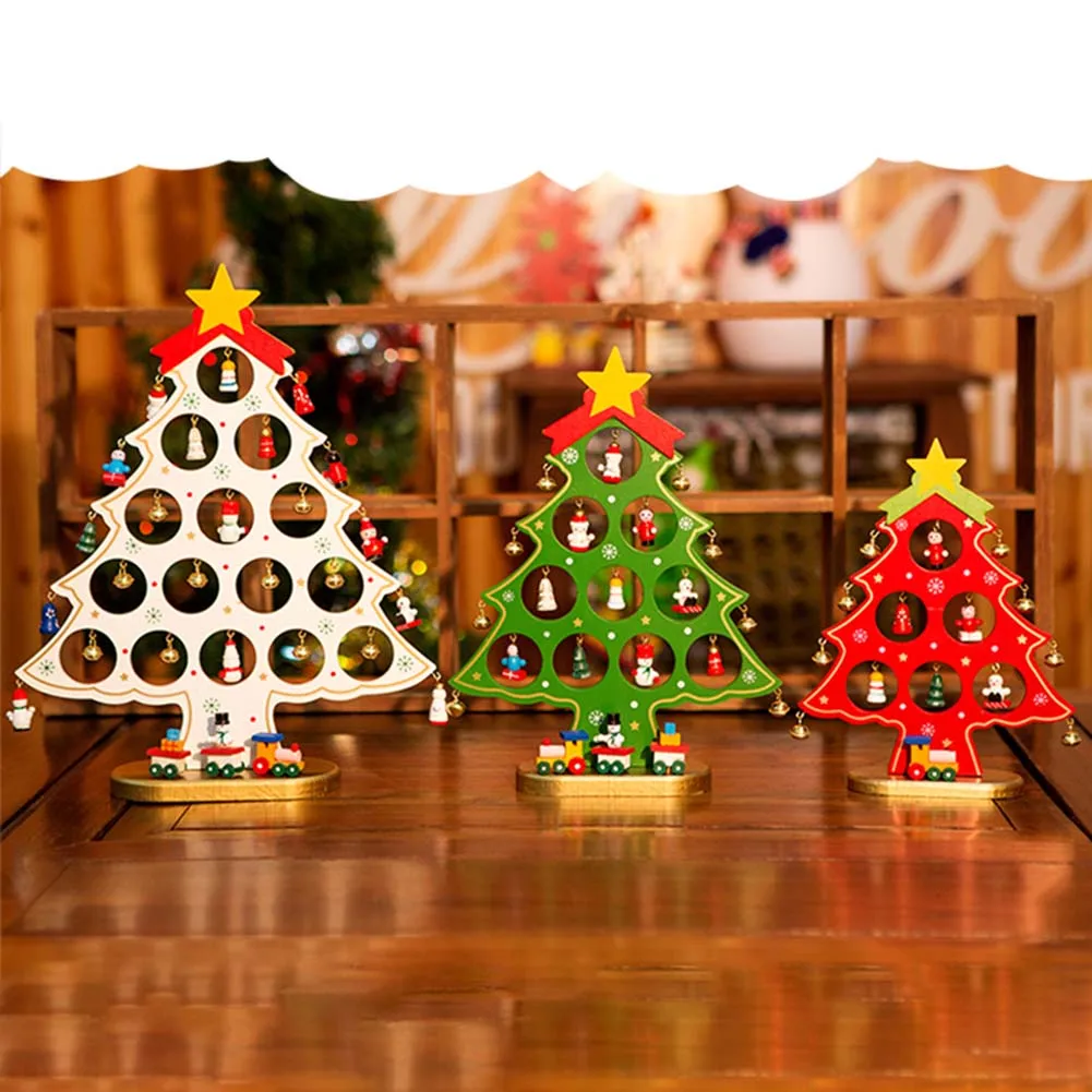 1pc 3 Sizes Wooden Artificial Christmas Tree Decorations Ornaments Wood