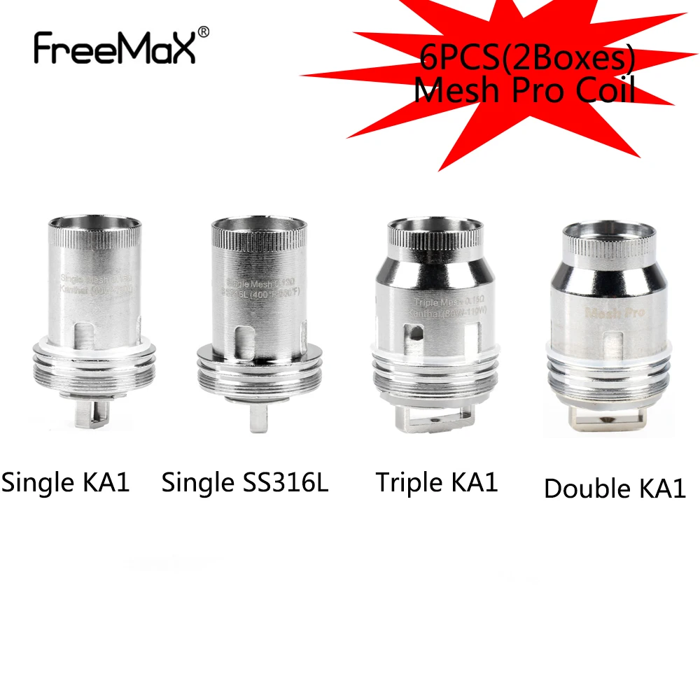 

6pcs Original FreeMax Mesh Pro Coil Head Vape Single KA1/Single SS316L/Double KA1/Triple KA1 Electronic Cigarette Atomizer Core