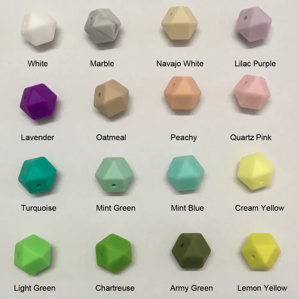 14mm hexagon silicone beads