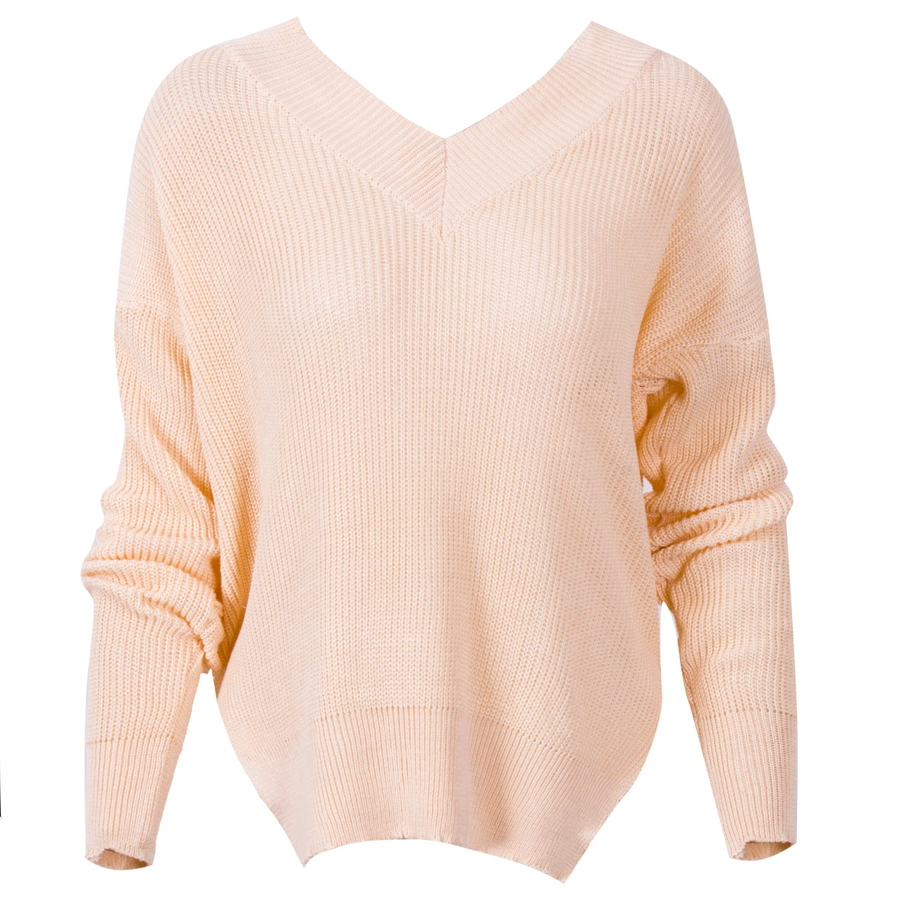 New Ladies Womens Sexy Plain Oversized Baggy Knitted Jumper Chunky Batwing Sleeve V neck Pink