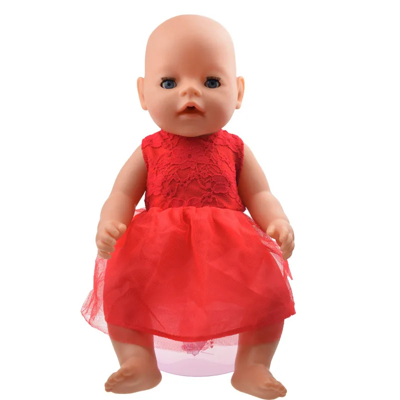 Куклы Красное Кружевное платье подходит для см 43 Кукла реборн детская одежда 17