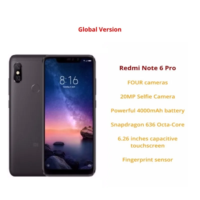 Global Version Xiaomi Redmi Note 6 Pro 64GB ROM 4GB RAM (Brand New and Sealed) note6 pro