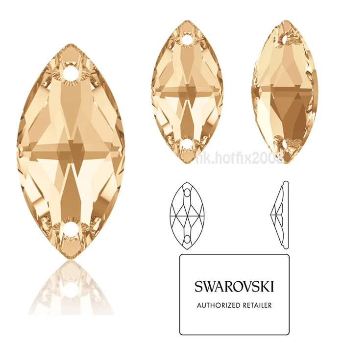 Новинка-20(на выбор) Swarovski Elements 3223 Navette(2 отверстия) пришивные стразы - Цвет: Golden Shadow (GSHA)