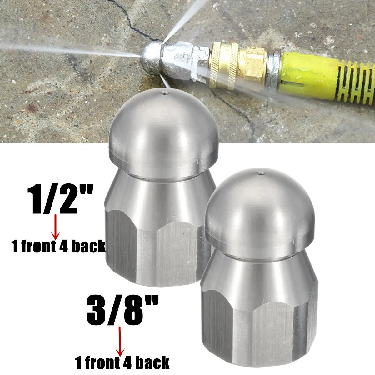 Stainless Steel 1/2"F,3/8"F Sewer Drain Cleaning Pipe Jetter Rotary