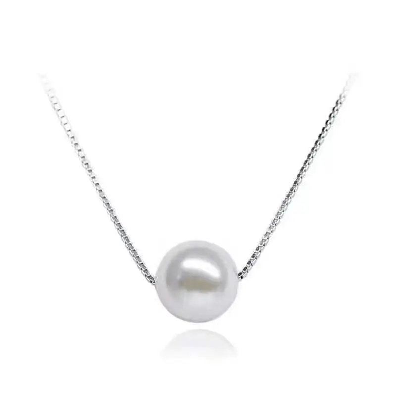 

Real 925 Sterling Silver Necklace Simple Simulated Pearl Necklaces Pendants for Women Girls Fashion Jewelry Gift