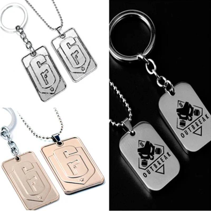 

Game Rainbow Six Siege Logo Choker Necklace For Women Man Pendant Keyring Keychain Charm Gift Souvenir Jewelry Drop-Shipping