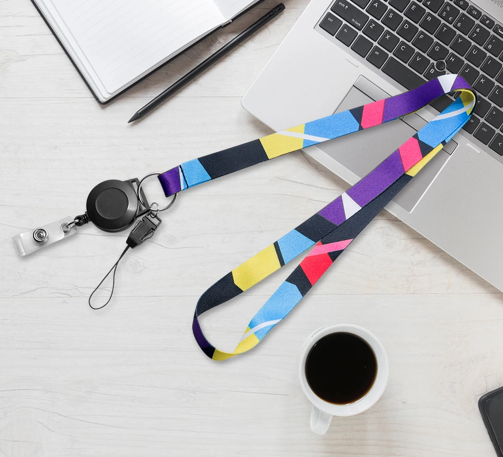 

No MOQ High quality printing Custom lanyard for Retractable ID Badge Reels neck strap lanyard for phones Gym Hang Rope Lariat