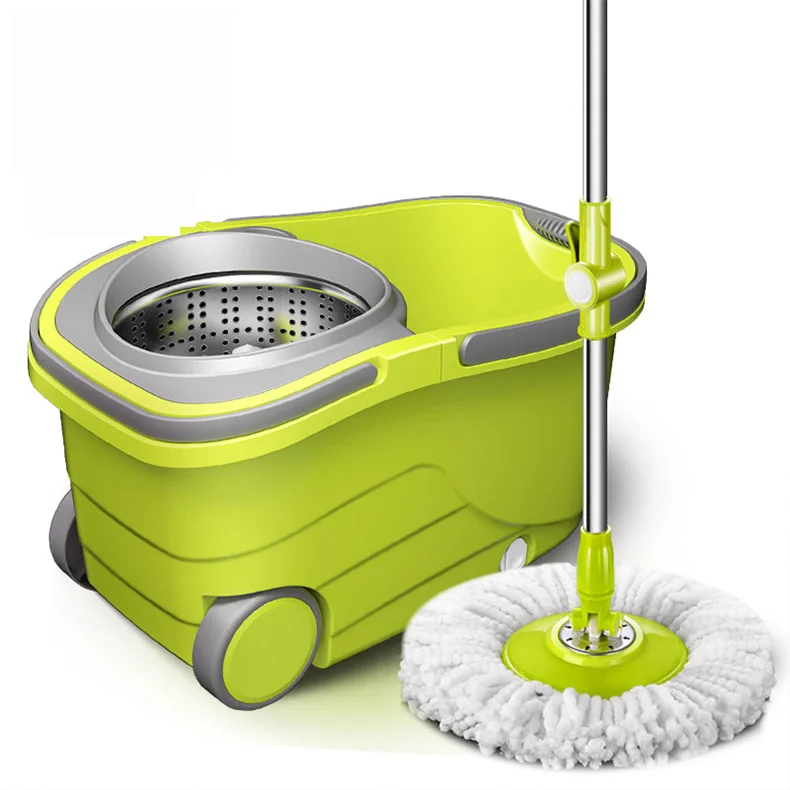 SOKOLTEC Suspension Mop Spin Bucket Hand Free Wringing Stainless Steel Mop Self Wet And Cleaning System Dry Cleaning Microfiber