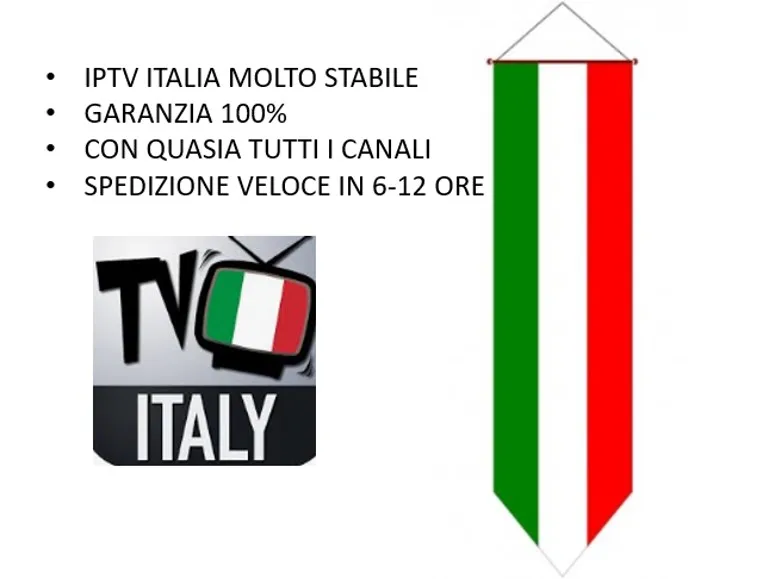 

IPTV Italia molto stabile, suscripcion per3, 6 e 12 mesi, M3U, con quasia tutti icanali sportivi VOD 100% garanzia