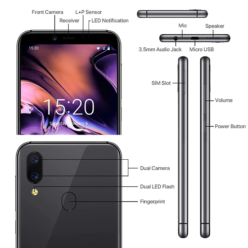  UMIDIGI A3 Smartphone Global Dual 4G Sim 5.5 Inch 18:9 Full Screen Mobile Phone Android 8.1 2+16G F - 32960778622