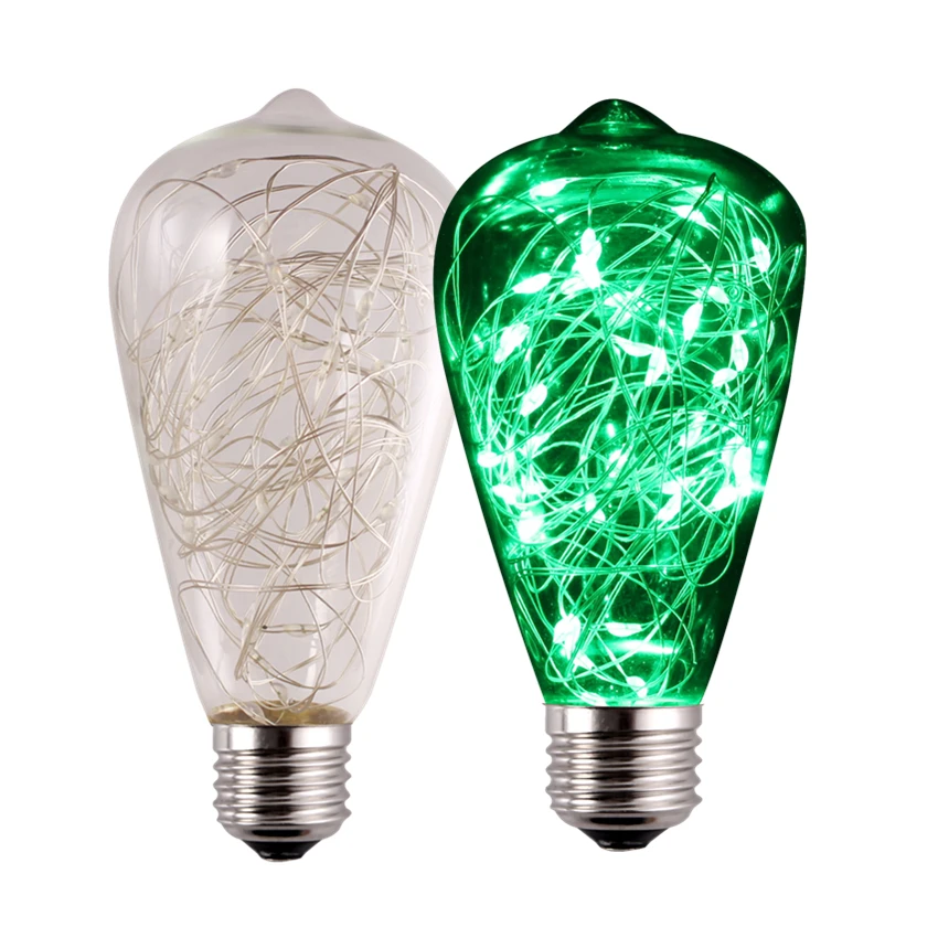 

CF Grow ST64 E26 E27 High Transmittance LED Light Bulb Non-dimmable Clear Glass Copper Wire Stringlights 85~265V 2W with 30 LEDs
