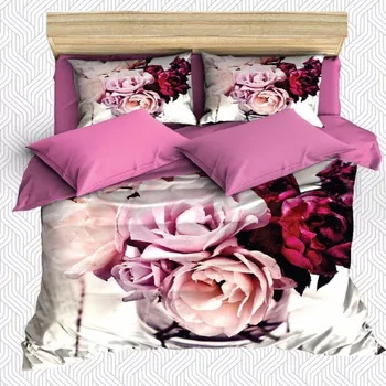 

Else 6 Piece Cream Pink White Roses Flowers Florals 3D Print Cotton Satin Double Duvet Cover Bedding Set Pillow Case Bed Sheet