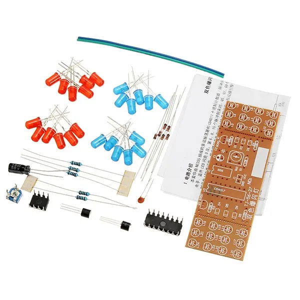 

New Arrival DIY Double Color Flashing Lights Kit Electronic Production NE555+CD4017 Practice Learning Kit