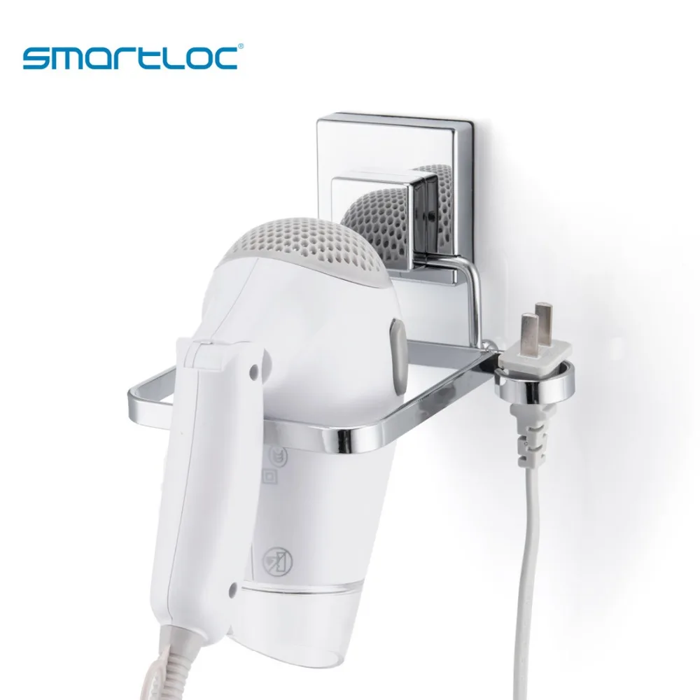 smartloc Wall Mounted Hair dryer Holder Bathroom Organizer Bedroom drier Blower Rack Shelf Container Strong Suction Home | Обустройство
